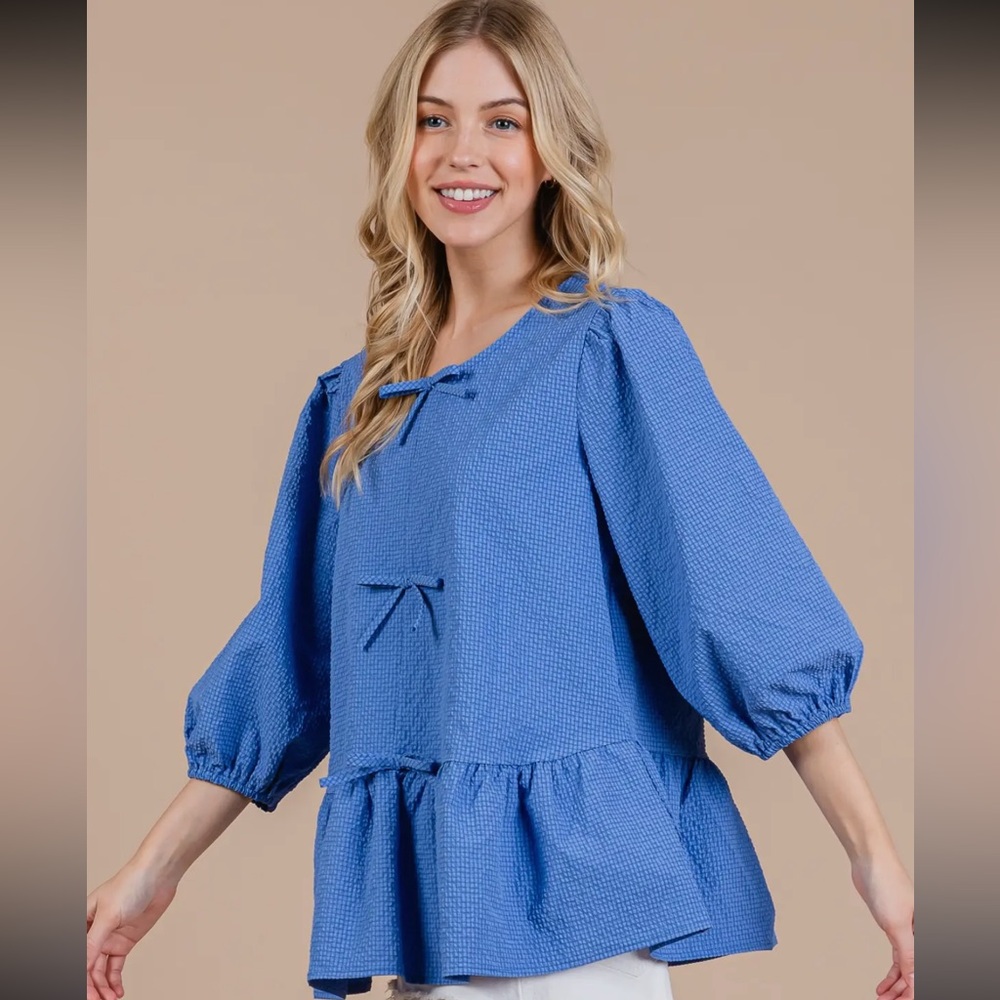 Boho Textured Ruffle Blouse - Picture 4 of 6